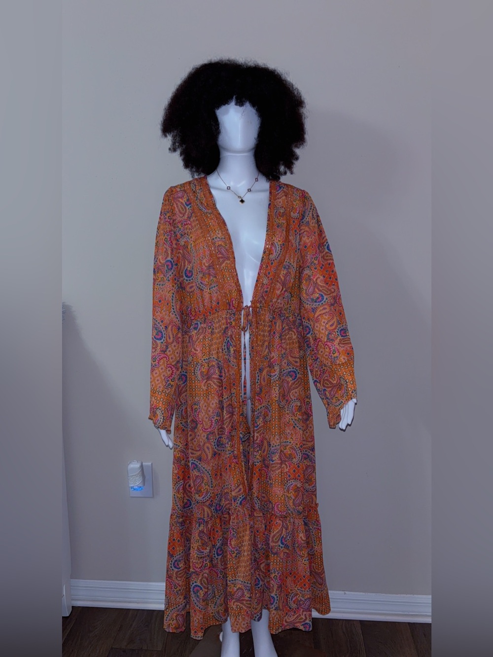 Jessica Simpson Orange Paisley Maxi Swim Coverup